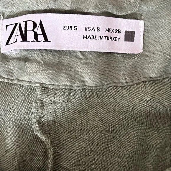 ZARA Sage Green Pants Button Cuff Women’s Small - Picture 6 of 6
